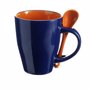 Mug bicolore publicitaire avec cuillère Au choixbleu de cobalt