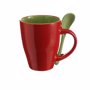 Mug bicolore publicitaire avec cuillère Rougerouge