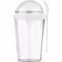 Mug en plastique avec compartiment 'céréales'. Blancblanc