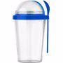 Mug en plastique avec compartiment 'céréales'. Bleubleu cobalt