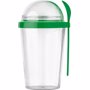 Mug en plastique avec compartiment 'céréales'. Vertvert clair
