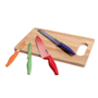 Planche à découper en bois, 4 couteaux lames color Au choixmulticolore