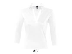 Polo bicolore femme manches trois quart panach
