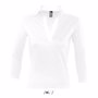 Polo bicolore femme manches trois quart panach BlancBlanc