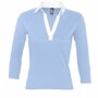 Polo bicolore femme manches trois quart panach Au choixciel et blanc
