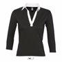 Polo bicolore femme manches trois quart panach NoirNoir