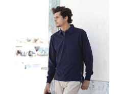 Polo coton émerisé manches longues