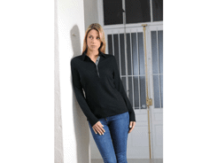 Polo femme manches longues bi-matière
