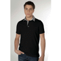 Polo manches courtes col contrast Noirnoir