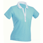 Polo uni femme manches courtes 200gr Bleubleu lagon/blanc