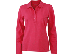 Polo uni femme manches longues