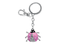 Porte cle métal coccinelle rose