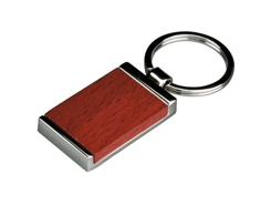 Porte-cles bois/chrome brillant