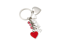 Porte-cles métal 4 coeurs love