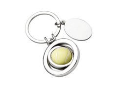Porte-cles métal ball tennis pivotant