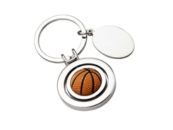 Porte-cles métal ballon basket pivotant