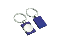 Porte-cles métal baron satine/bleu