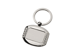 Porte-cles métal carre cristaux