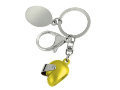 Porte-cles métal casque jaune