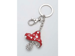 Porte-cles métal champignon rouge strass