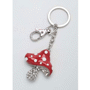 Porte-cles métal champignon rouge strass Au choixargenté/rouge