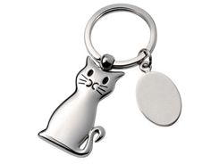 Porte-cles métal chat
