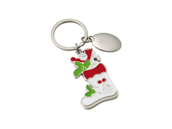 Porte-cles métal chaussette de noel