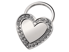 Porte-cles métal coeur avec cristaux