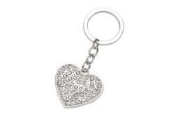 Porte-cles métal coeur avec strass