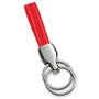Porte-cles métal cuir rouge Au choixargenté/rouge