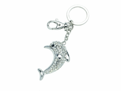Porte-cles métal dauphin strass