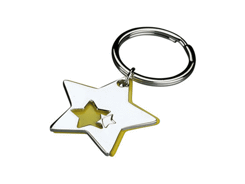 Porte-cles métal deux plaquettes etoile