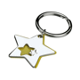 Porte-cles métal deux plaquettes etoile Au choixargenté/jaune
