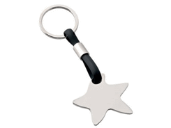 Porte-cles métal etoile pvc noir