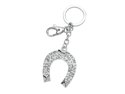 Porte-cles métal fer a cheval strass