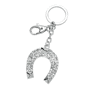 Porte-cles métal fer a cheval strass Au choixargenté