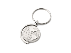 Porte-cles métal globe tournant