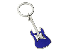 Porte-cles métal guitare bleue