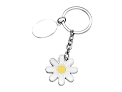 Porte-cles métal marguerite petales blancs