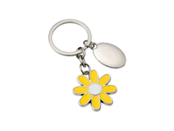 Porte-cles métal marguerite petales jaunes