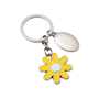 Porte-cles métal marguerite petales jaunes Au choixargenté/jaune