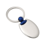 Porte-cles métal ovale crochet noir Au choixargenté/bleu