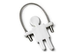 Porte-cles métal petit garcon avec cable