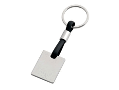 Porte-cles métal plaquette carré pvc noir