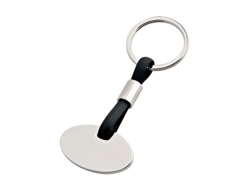 Porte-cles métal plaquette ovale pvc noir