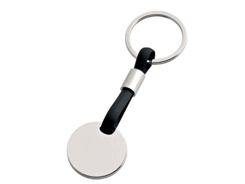 Porte-cles métal plaquette ronde pvc noir