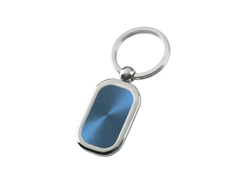Porte-cles métal rectangulaire arrondi bleu