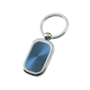 Porte-cles métal rectangulaire arrondi bleu Au choixargenté