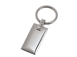 Porte-cles métal rectangulaire cristaux