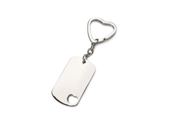Porte-cles métal rectangulaire trou coeur